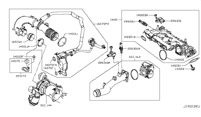 2018 Infiniti QX30  Air Duct Diagram for 16530HG00G