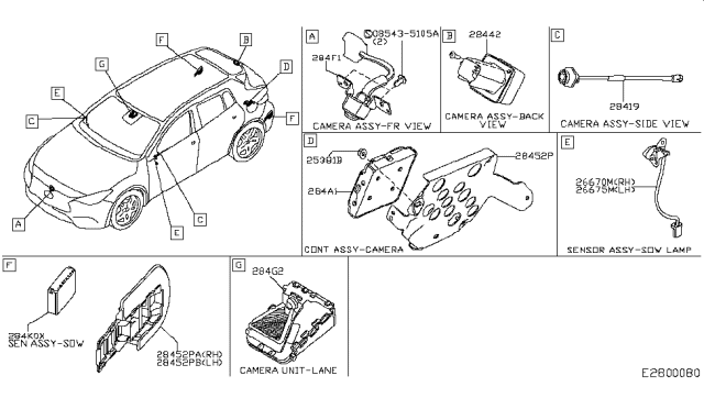 2018 Infiniti QX30 Camera Assy-Front View Diagram for 284F15DA1A
