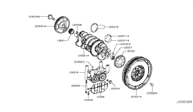 2018 Infiniti QX30  Bearing-Crankshaft Diagram for 12231HG00A
