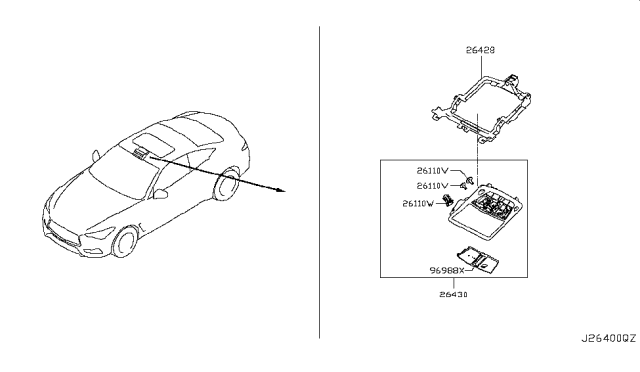 2018 Infiniti Q60  FINISHER Assembly-Console Switch Diagram for 969884FU7A