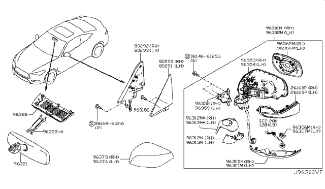 2017 Infiniti Q60  Finisher-Door Mirror, RH Diagram for 963C04GA1A