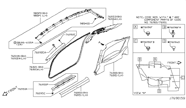 2017 Infiniti Q60 Plate-Kicking, Front RH Diagram for 769B45CA0A