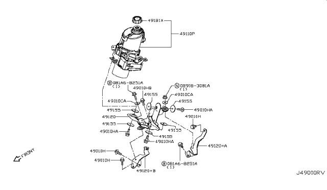 2018 Infiniti Q60 Electric Power Steering Pump Assembly Diagram for 491105CC5A