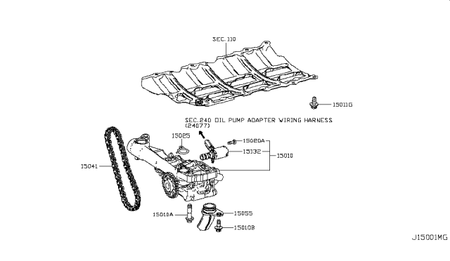 2019 Infiniti Q60  Chain Assembly-Drive Oil Pump Diagram for 1504192C0N