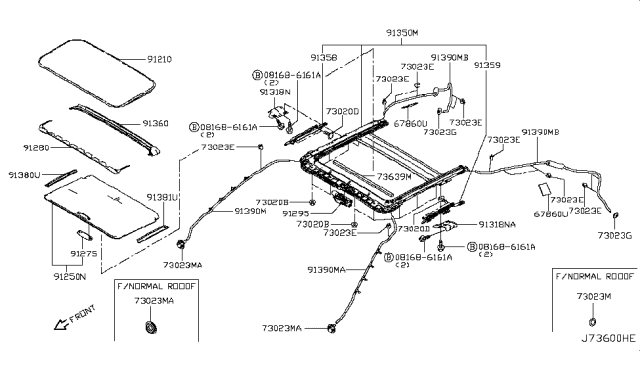 2018 Infiniti Q60 Shade Assy-Sunroof Diagram for 912505CA1A