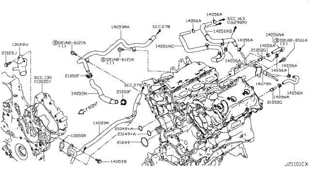 2019 Infiniti Q60  Pipe Water Diagram for 210225CA1A