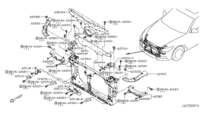 2017 Infiniti Q60  Support-Radiator Core Center Diagram for 625014GA0A