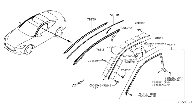 2019 Infiniti Q60 Rivet Diagram for 683994GA0A