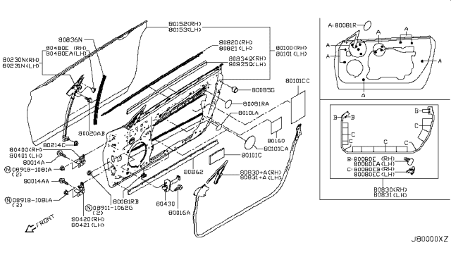 2017 Infiniti Q60  Corner Piece-Front Door, RH Diagram for 802305CA0A