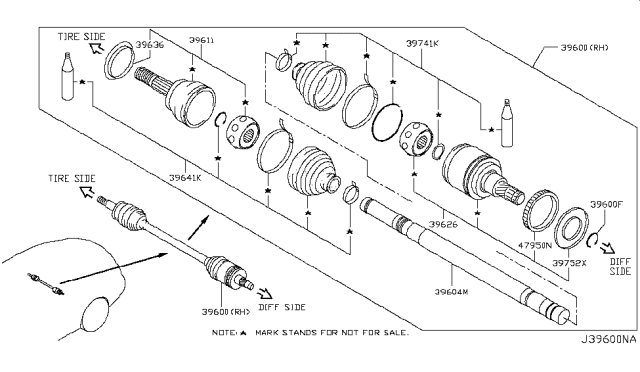 2019 Infiniti Q60  Joint Assy-Inner Diagram for 397114GA0A