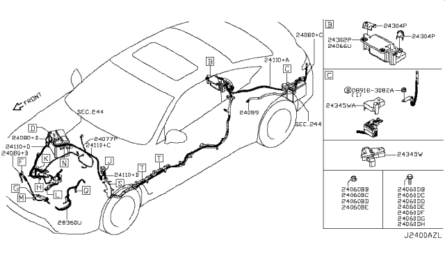 2017 Infiniti Q60  Harness-Oil Pump Diagram for 240895CH0A