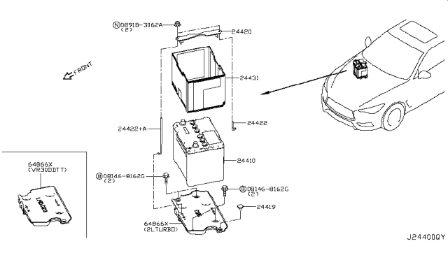 2017 Infiniti Q60 Bracket-Battery Diagram for 648664GF0A