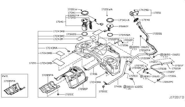 2017 Infiniti QX50  In Tank Fuel Pump Diagram for 170401BA0D