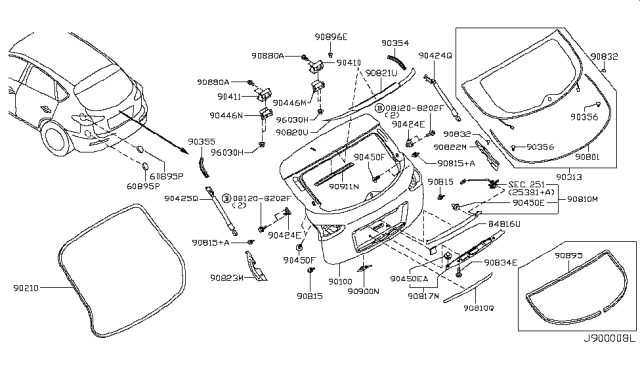 2009 Infiniti EX35 Bumper Rubber Diagram for 908781BA0B