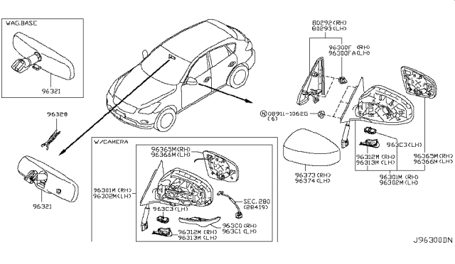 2013 Infiniti EX37 Mirror Assy-Inside Diagram for 96321CB00A