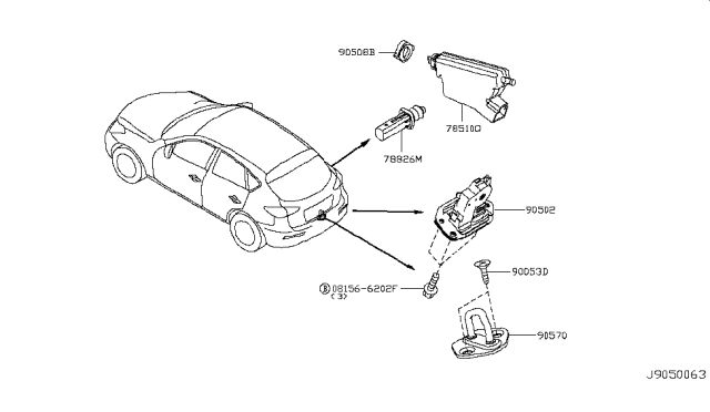 2012 Infiniti EX35  Lock Assy-Back Door Diagram for 905021BA0A