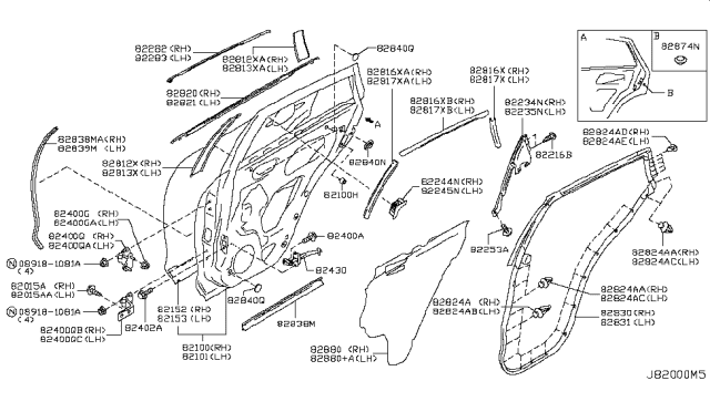 2017 Infiniti QX50  Clip-Weatherstrip Diagram for 80850CA003