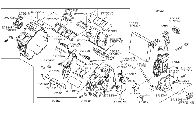 2013 Infiniti EX37  Mode Actuator Assembly Diagram for 27731EG000