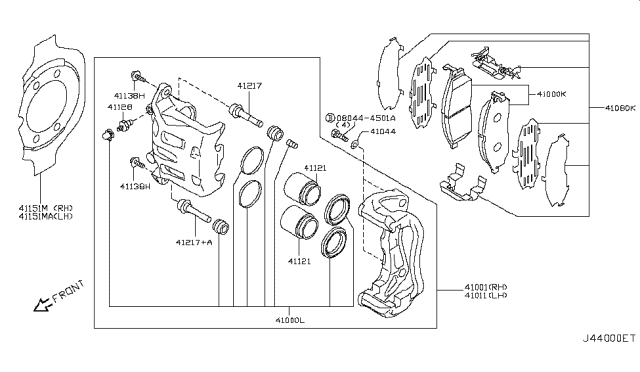 2008 Infiniti EX35  Front Disc Brake Pad Kit Diagram for D1060EG51A