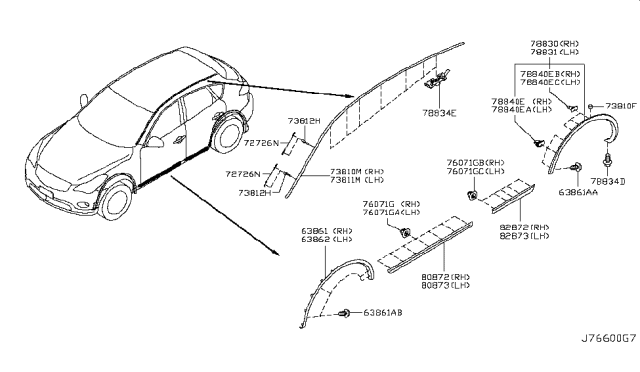 2015 Infiniti QX50 Moulding-Fillet, Front LH Diagram for 638611BA0A
