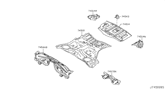 2015 Infiniti QX50 Floor-Rear, Rear Diagram for 74514CD032