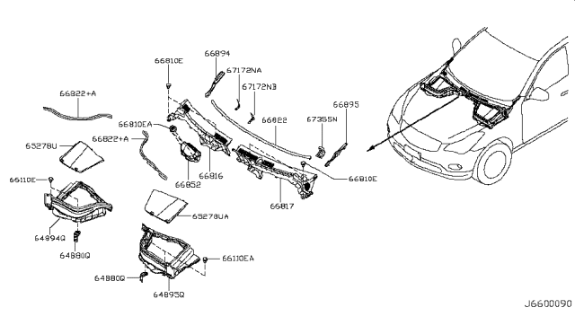 2012 Infiniti EX35 Cover-Front Fender, RH Diagram for 668941BA0A