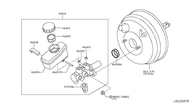 2011 Infiniti EX35 Cylinder Brake Master Diagram for D60101CX5A
