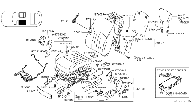 2009 Infiniti EX35 Pad-Front Seat Back, LH Diagram for 876611BC2A