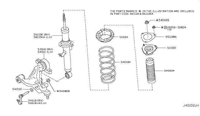 2012 Infiniti EX35 ABSORBER Kit - Shock, Front Diagram for E61101BA0C
