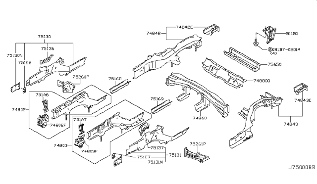2009 Infiniti G37 Hook-Rear Tie Down Diagram for 51150JU50A