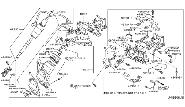 2008 Infiniti G37  Cover-Column Hole Diagram for 48950JK600