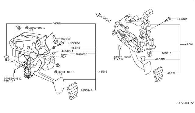2008 Infiniti G37  Pin CLEVIS Diagram for 4612303W1A