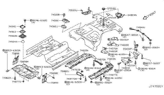 2010 Infiniti G37 J Nut Diagram for 0124100971