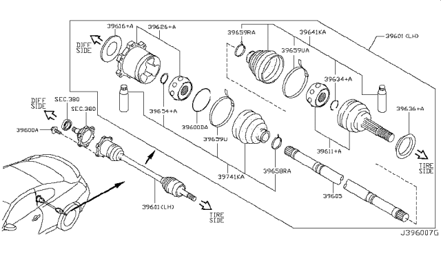 2009 Infiniti G37  Bolt Diagram for 3960617V0A