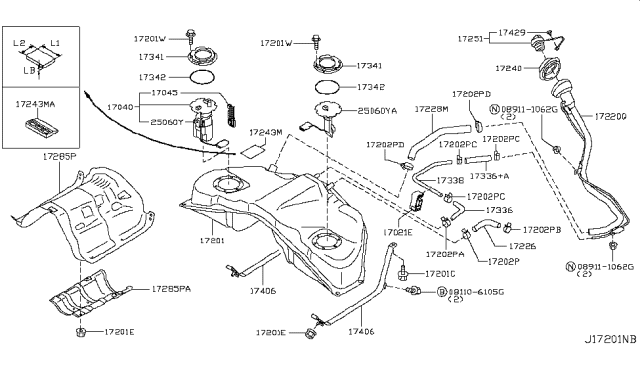 2014 Infiniti Q60 In Tank Fuel Pump Diagram for 170401NC0C