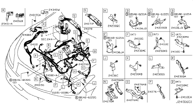 2009 Infiniti G37  Cable Assembly-Battery To STARTOR Motor Diagram for 24105JL00A