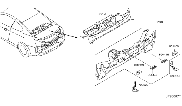 2008 Infiniti G37 Bracket - Rear Bumper FASCIA Diagram for 85045JL00A