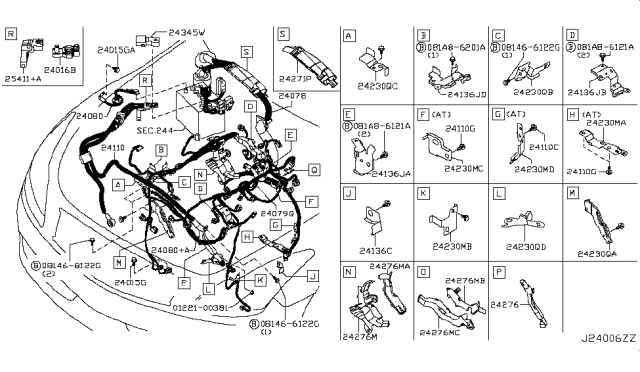 2014 Infiniti Q60  Protector-Harness Diagram for 24296EY00A
