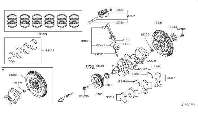2012 Infiniti G37  Bolt-Crank PULY Diagram for 1230931U0B