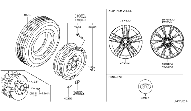 2011 Infiniti G37 Aluminum Wheel Diagram for D0C001NL8B