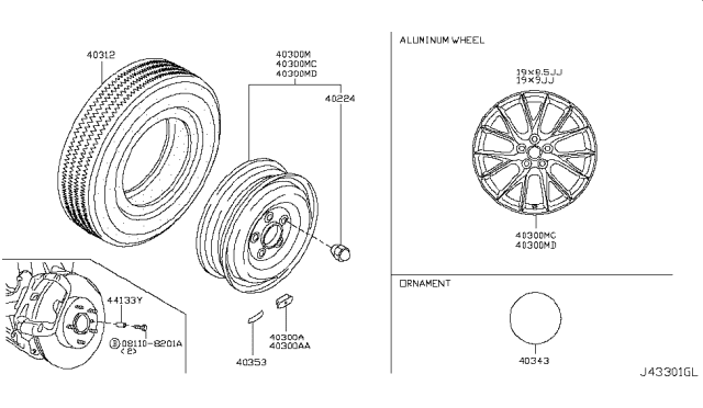 2013 Infiniti G37 Aluminum Wheel Diagram for D0C001A35A