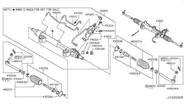 2010 Infiniti G37  Retainer-Power Steering Gear Diagram for 482361EA0A