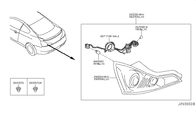 2010 Infiniti G37 Lamp Re Combination RH Diagram for 26550JL00B
