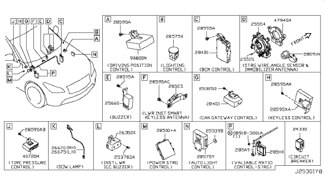 2013 Infiniti M37  Cover Switch Diagram for 25515CY70A