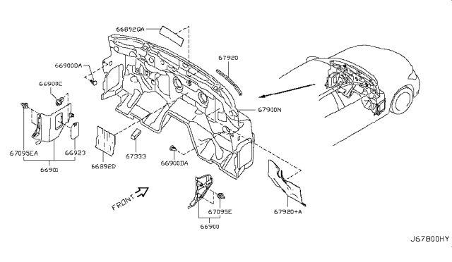 2017 Infiniti Q70L  FINISHER Side RH Blu Diagram for 669001MA0A