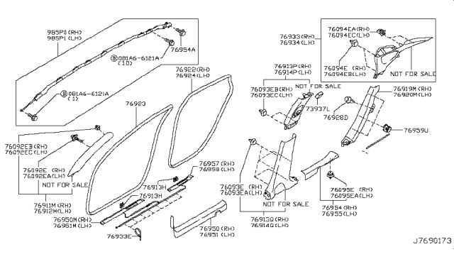 2019 Infiniti Q70  Clip Diagram for 769883GF0A
