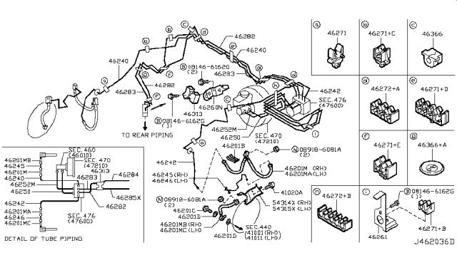 2016 Infiniti Q70L  Spacer-Brake Tube Diagram for 46272AH500