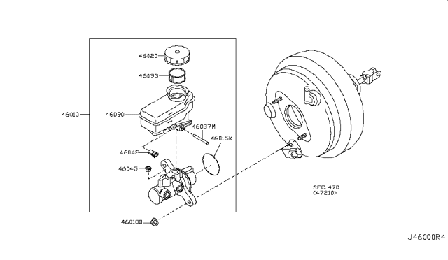 2019 Infiniti Q70  Cylinder Assy-Brake Master Diagram for D60101MB0E