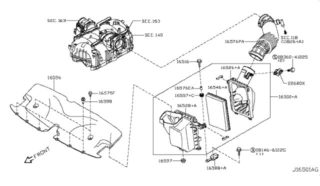 2018 Infiniti Q70  Bracket-Resonator Diagram for 165881MA0B