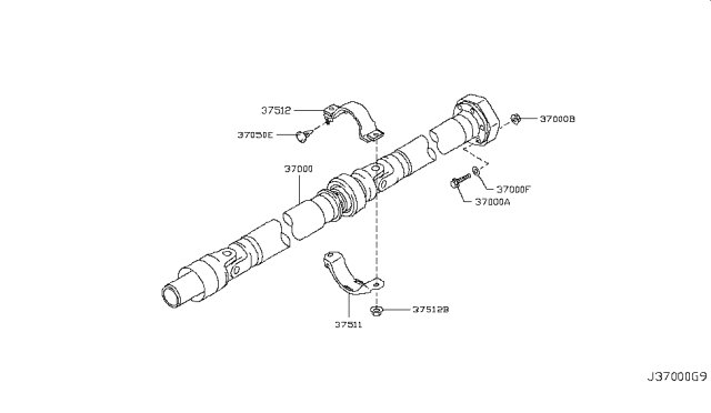 2015 Infiniti Q70L Shaft Assembly PROPELLER Diagram for 370001MC1B